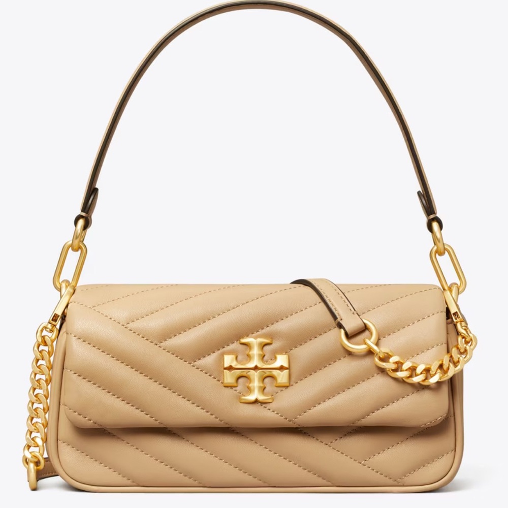 Tory Burch Kira Chevron Small Flap Shoulder Bag Leather
Color: Desert Dune